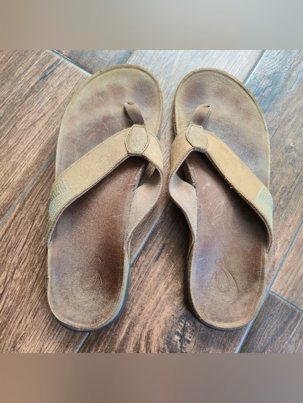 Olukai Tuahine Toffee Toffee Men’s Size 13 Sandal Flip Flops Premium Leather